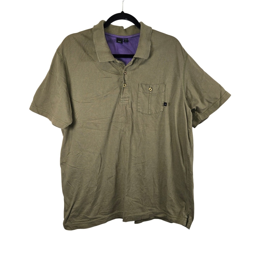 Rusty Mens‎ Olive Green Short Sleeve Polo Shirt Chest Pocket XL Surf Casual